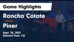 Rancho Cotate  vs Piner Game Highlights - Sept. 28, 2023