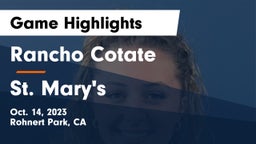 Rancho Cotate  vs St. Mary's Game Highlights - Oct. 14, 2023