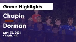 Chapin  vs Dorman  Game Highlights - April 30, 2024