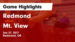Redmond  vs Mt. View  Game Highlights - Jan 27, 2017
