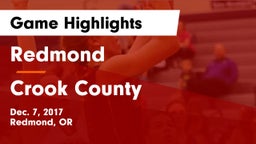 Redmond  vs Crook County  Game Highlights - Dec. 7, 2017