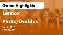 Lennox  vs Platte/Geddes  Game Highlights - Jan 6, 2017