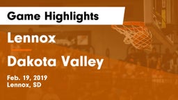 Lennox  vs Dakota Valley  Game Highlights - Feb. 19, 2019