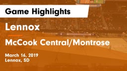 Lennox  vs McCook Central/Montrose  Game Highlights - March 16, 2019