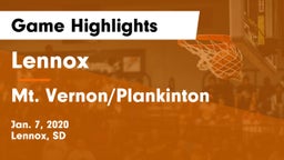 Lennox  vs Mt. Vernon/Plankinton  Game Highlights - Jan. 7, 2020