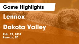Lennox  vs Dakota Valley  Game Highlights - Feb. 23, 2018