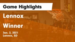 Lennox  vs Winner  Game Highlights - Jan. 2, 2021