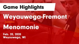 Weyauwega-Fremont  vs Menomonie  Game Highlights - Feb. 20, 2020