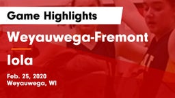 Weyauwega-Fremont  vs Iola Game Highlights - Feb. 25, 2020