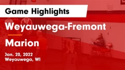 Weyauwega-Fremont  vs Marion  Game Highlights - Jan. 20, 2022