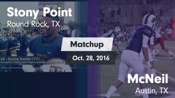 Matchup: Stony Point High vs. McNeil  2016