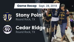 Recap: Stony Point  vs. Cedar Ridge  2018