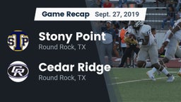 Recap: Stony Point  vs. Cedar Ridge  2019