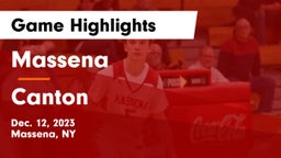 Massena  vs Canton Game Highlights - Dec. 12, 2023