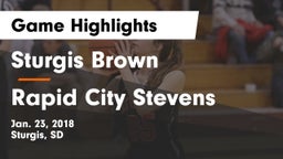 Sturgis Brown  vs Rapid City Stevens  Game Highlights - Jan. 23, 2018