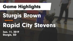 Sturgis Brown  vs Rapid City Stevens  Game Highlights - Jan. 11, 2019