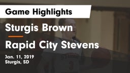 Sturgis Brown  vs Rapid City Stevens  Game Highlights - Jan. 11, 2019