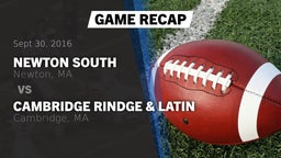 Recap: Newton South  vs. Cambridge Rindge & Latin  2016