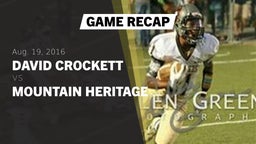Recap: David Crockett  vs. Mountain Heritage  2016