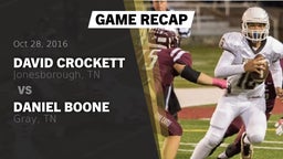 Recap: David Crockett  vs. Daniel Boone  2016