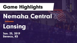 Nemaha Central  vs Lansing  Game Highlights - Jan. 25, 2019