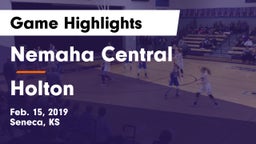 Nemaha Central  vs Holton  Game Highlights - Feb. 15, 2019