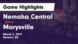 Nemaha Central  vs Marysville  Game Highlights - March 2, 2019