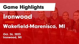 Ironwood  vs Wakefield-Marenisco, MI Game Highlights - Oct. 26, 2023