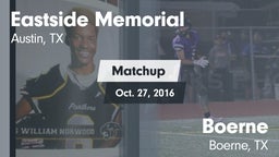Matchup: Eastside Memorial vs. Boerne  2016
