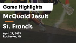 McQuaid Jesuit  vs St. Francis  Game Highlights - April 29, 2023