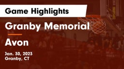 Granby Memorial  vs Avon  Game Highlights - Jan. 30, 2023