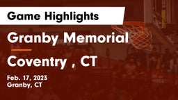 Granby Memorial  vs Coventry , CT Game Highlights - Feb. 17, 2023