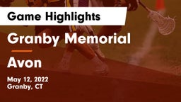 Granby Memorial  vs Avon  Game Highlights - May 12, 2022