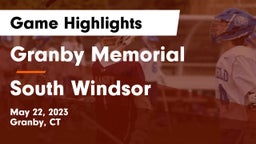 Granby Memorial  vs South Windsor  Game Highlights - May 22, 2023