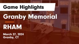 Granby Memorial  vs RHAM Game Highlights - March 27, 2024