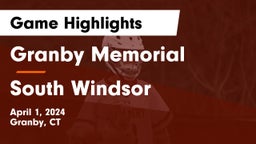 Granby Memorial  vs South Windsor  Game Highlights - April 1, 2024
