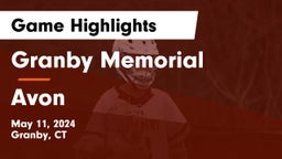 Granby Memorial  vs Avon  Game Highlights - May 11, 2024