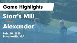 Starr's Mill  vs Alexander  Game Highlights - Feb. 10, 2020