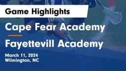 Cape Fear Academy vs Fayettevill Academy Game Highlights - March 11, 2024