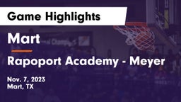 Mart  vs Rapoport Academy - Meyer  Game Highlights - Nov. 7, 2023