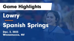Lowry  vs Spanish Springs  Game Highlights - Dec. 2, 2023