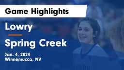 Lowry  vs Spring Creek  Game Highlights - Jan. 4, 2024