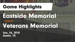 Eastside Memorial  vs Veterans Memorial Game Highlights - Jan. 26, 2018