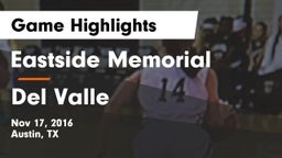Eastside Memorial  vs Del Valle  Game Highlights - Nov 17, 2016