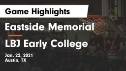 Eastside Memorial  vs LBJ Early College  Game Highlights - Jan. 22, 2021