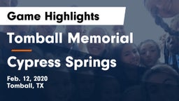 Tomball Memorial vs Cypress Springs  Game Highlights - Feb. 12, 2020