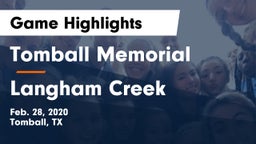 Tomball Memorial vs Langham Creek  Game Highlights - Feb. 28, 2020