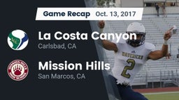 Recap: La Costa Canyon  vs. Mission Hills  2017