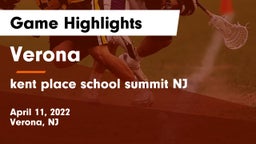 Verona  vs kent place school summit NJ Game Highlights - April 11, 2022