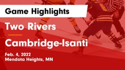 Two Rivers  vs Cambridge-Isanti  Game Highlights - Feb. 4, 2022